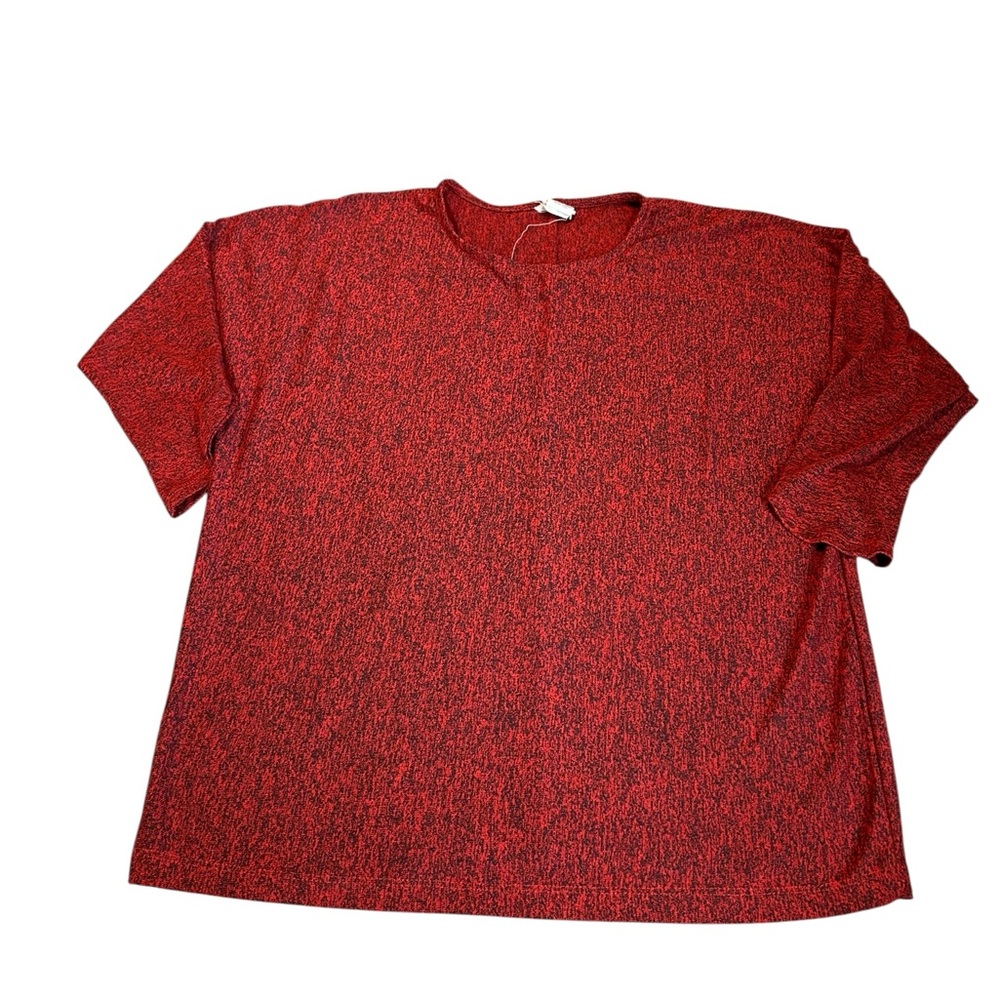 ANDREA JOVINE marbled red top with cropped sleeves